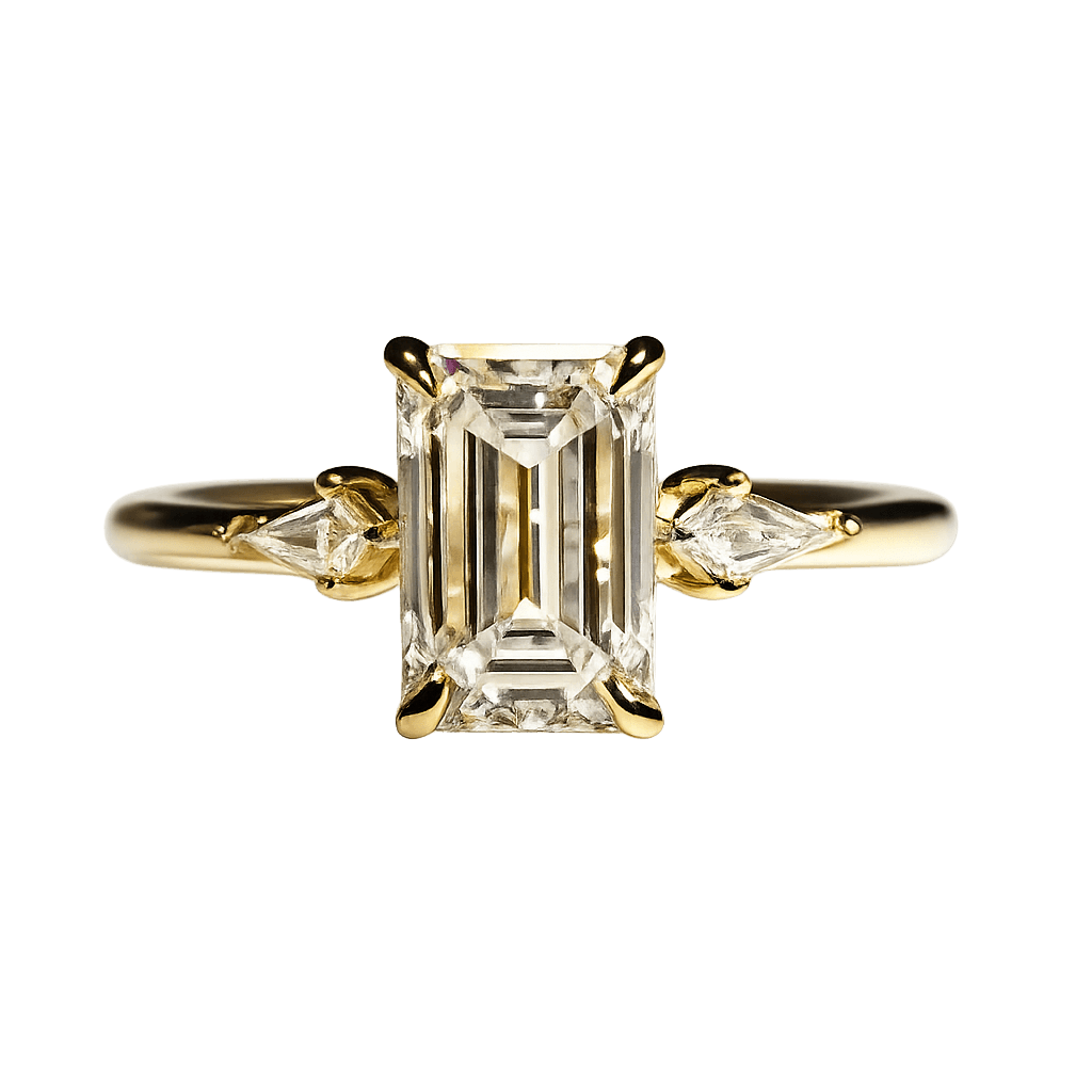 Emerald Cut Solitaire with Side Stones
