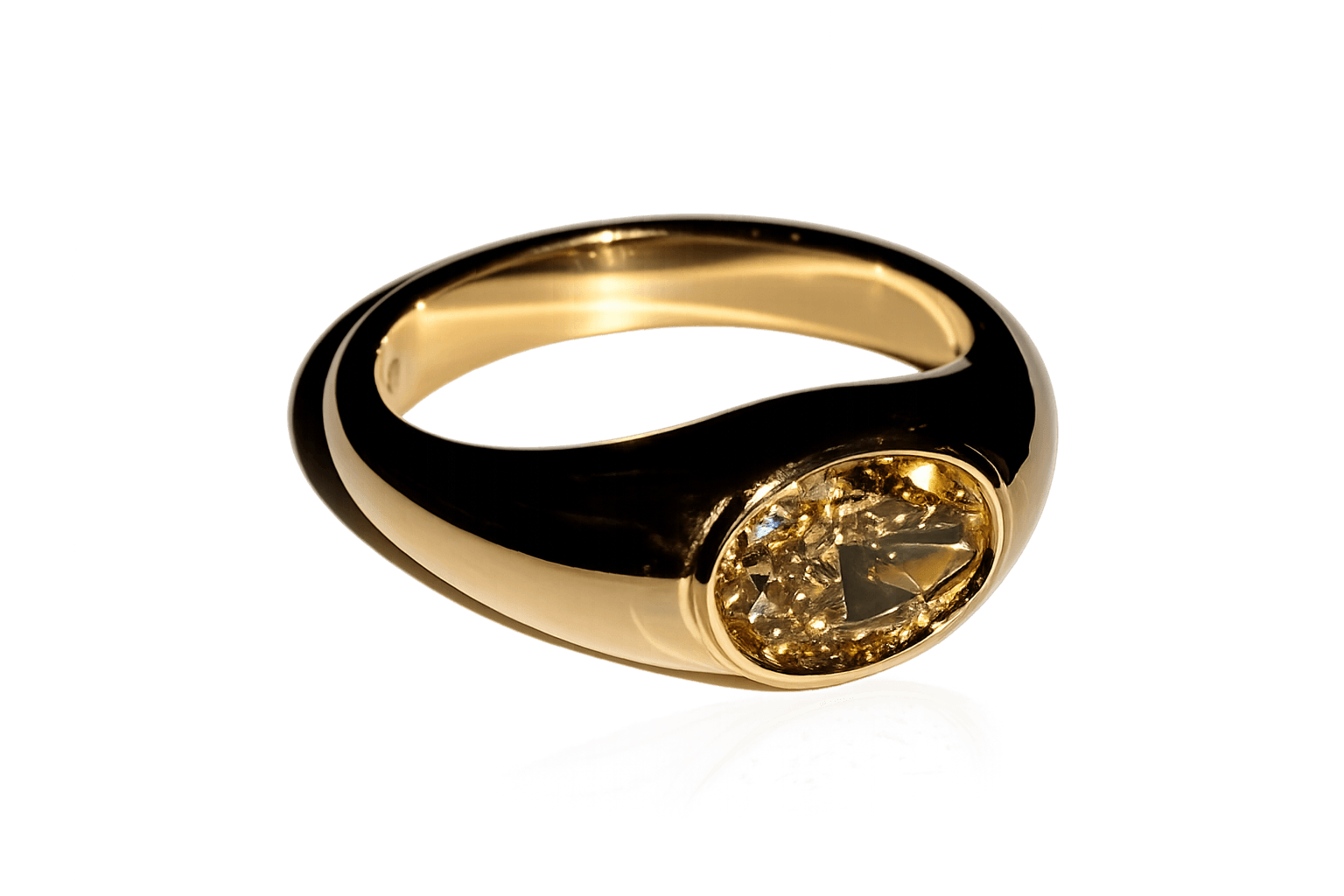 Gold Bezel Yellow Diamond Ring