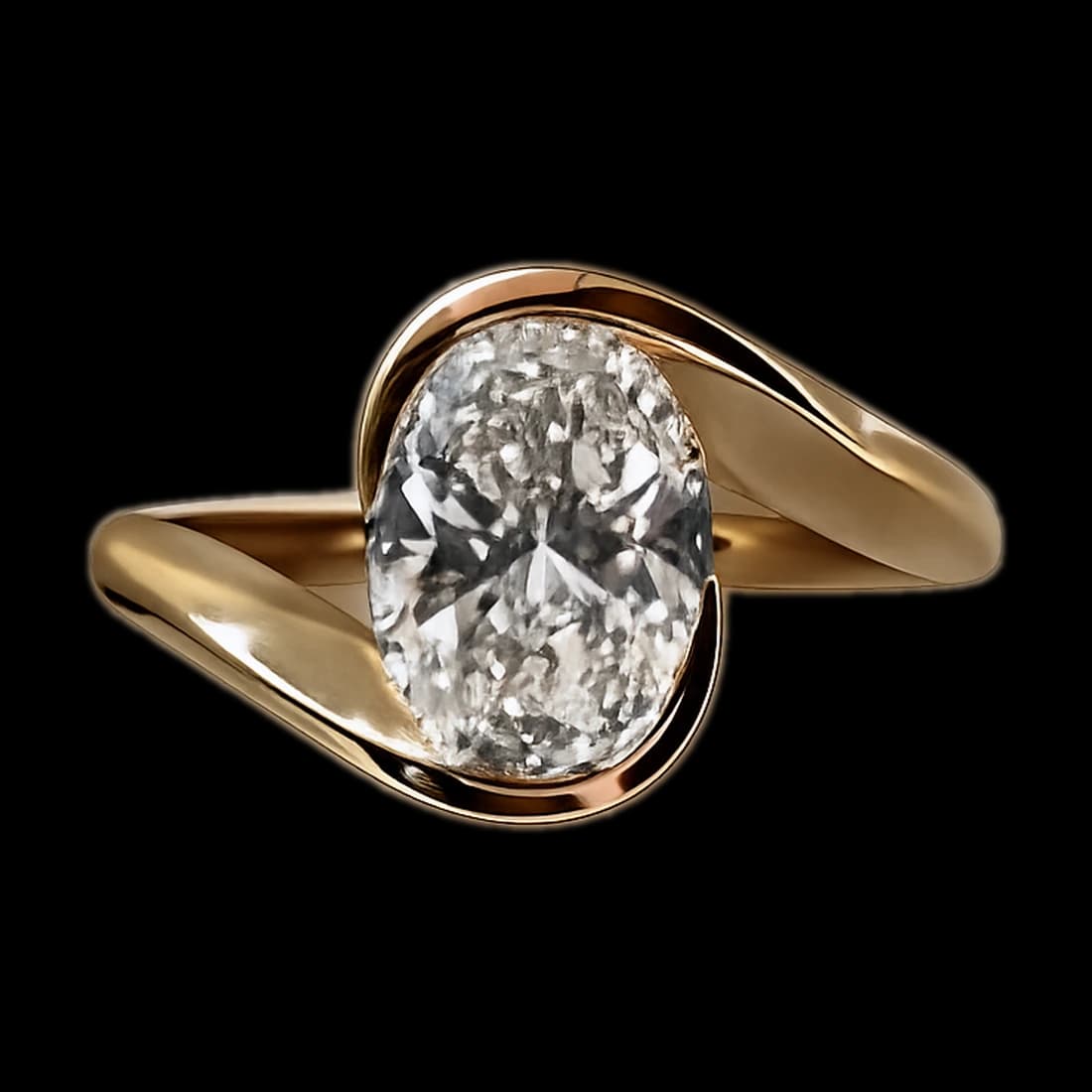 Gold Bypass Oval Ring