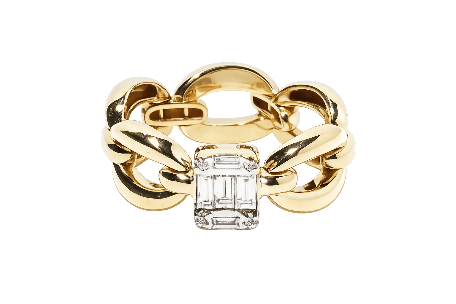 Gold Chain Link Diamond Ring
