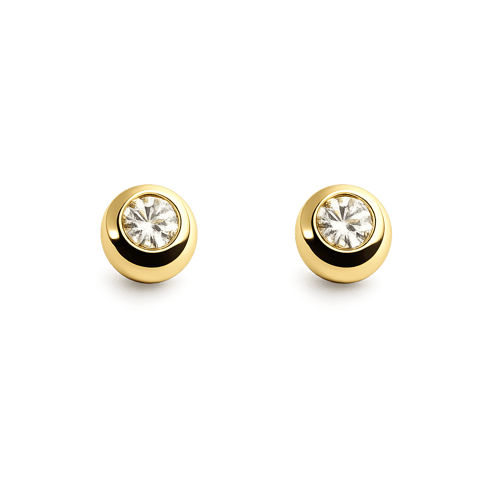 Gold Sphere Diamond Earrings