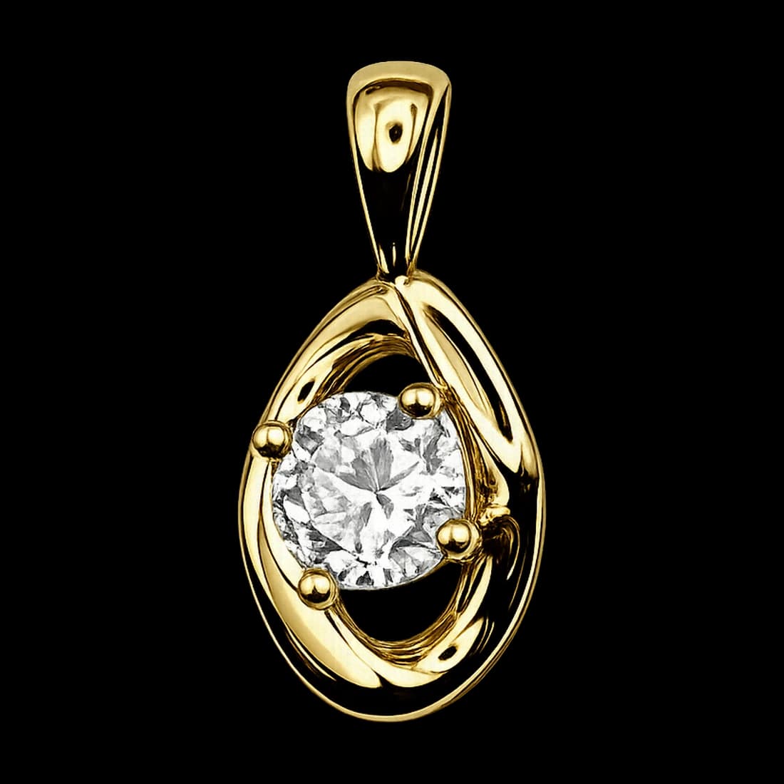 Gold Teardrop Solitaire Pendant