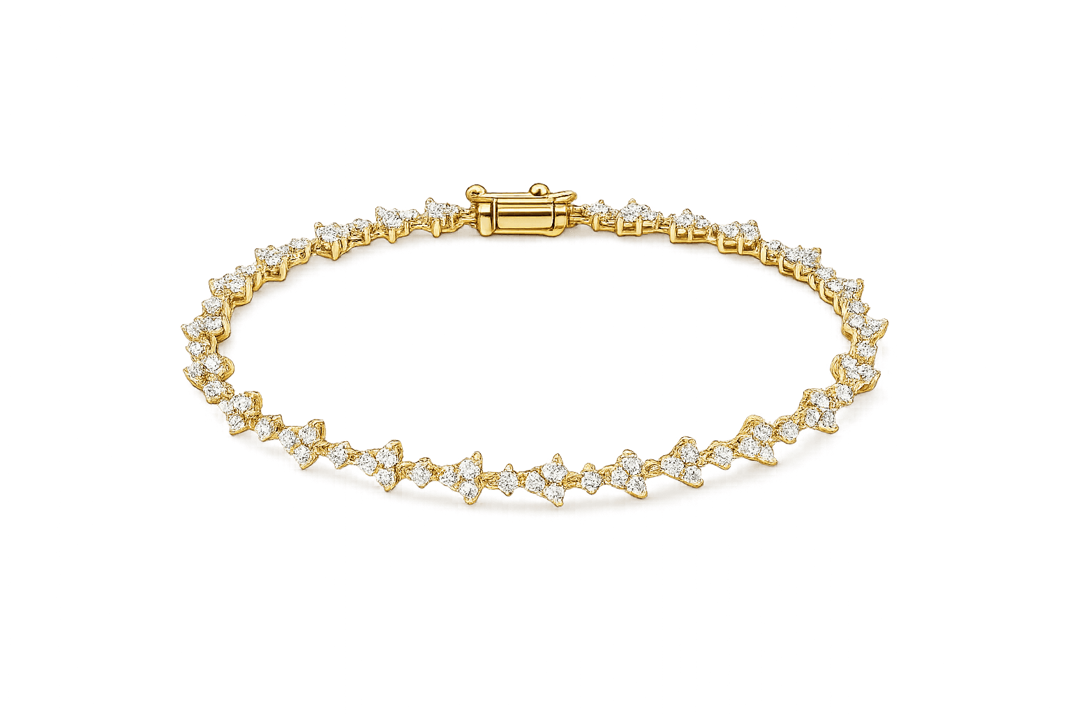 Gold Triple Cluster Diamond Bracelet
