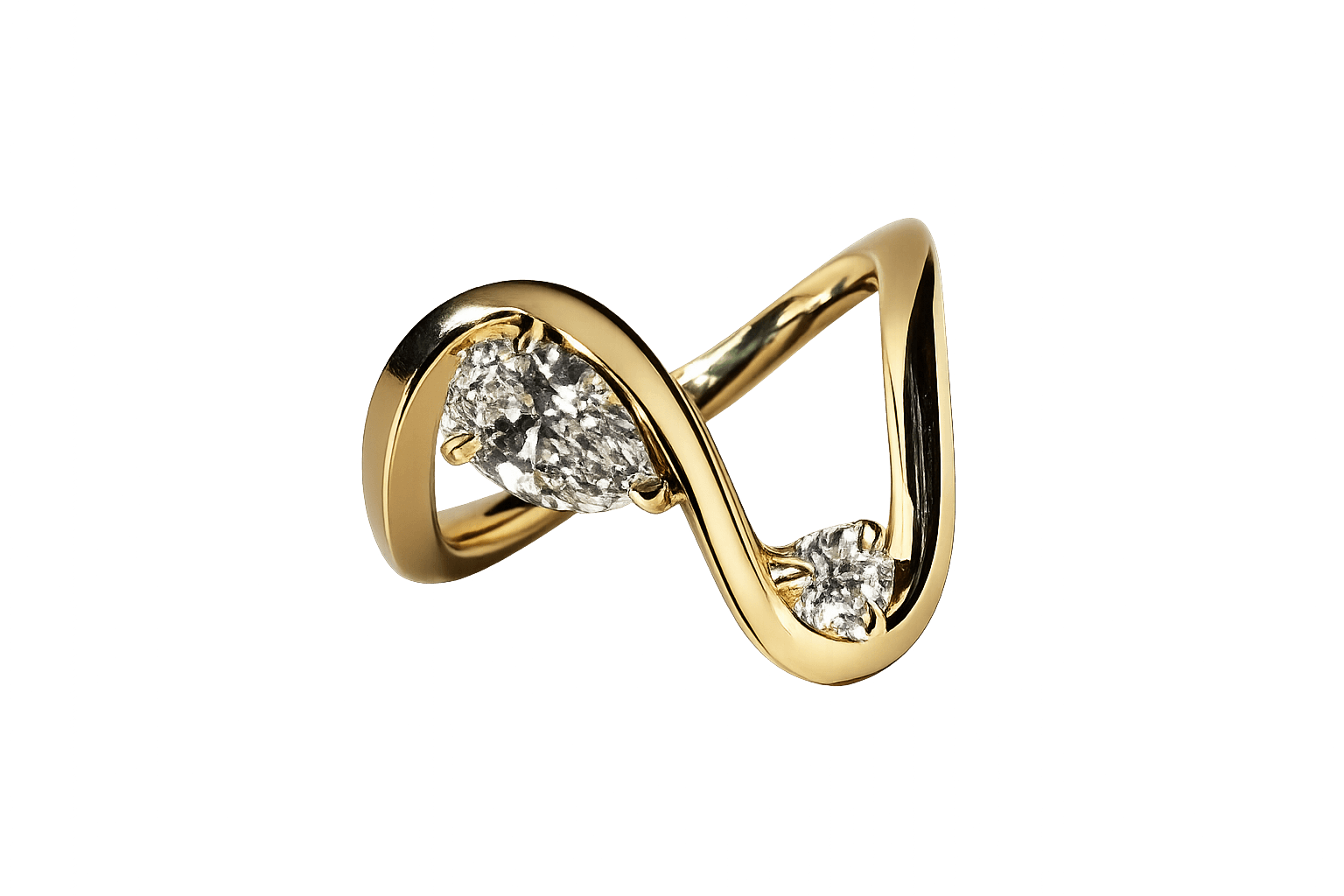 Gold Wave Infinity Diamond Ring