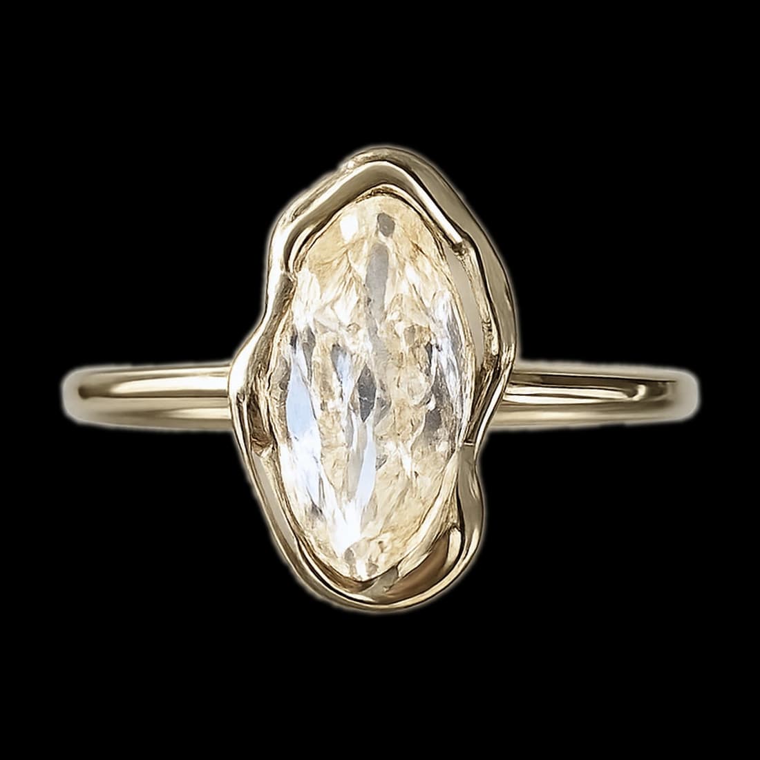 Molten Bezel Marquise Ring