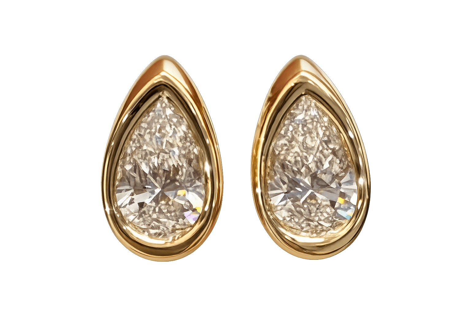 Pear Bezel Diamond Stud Earrings