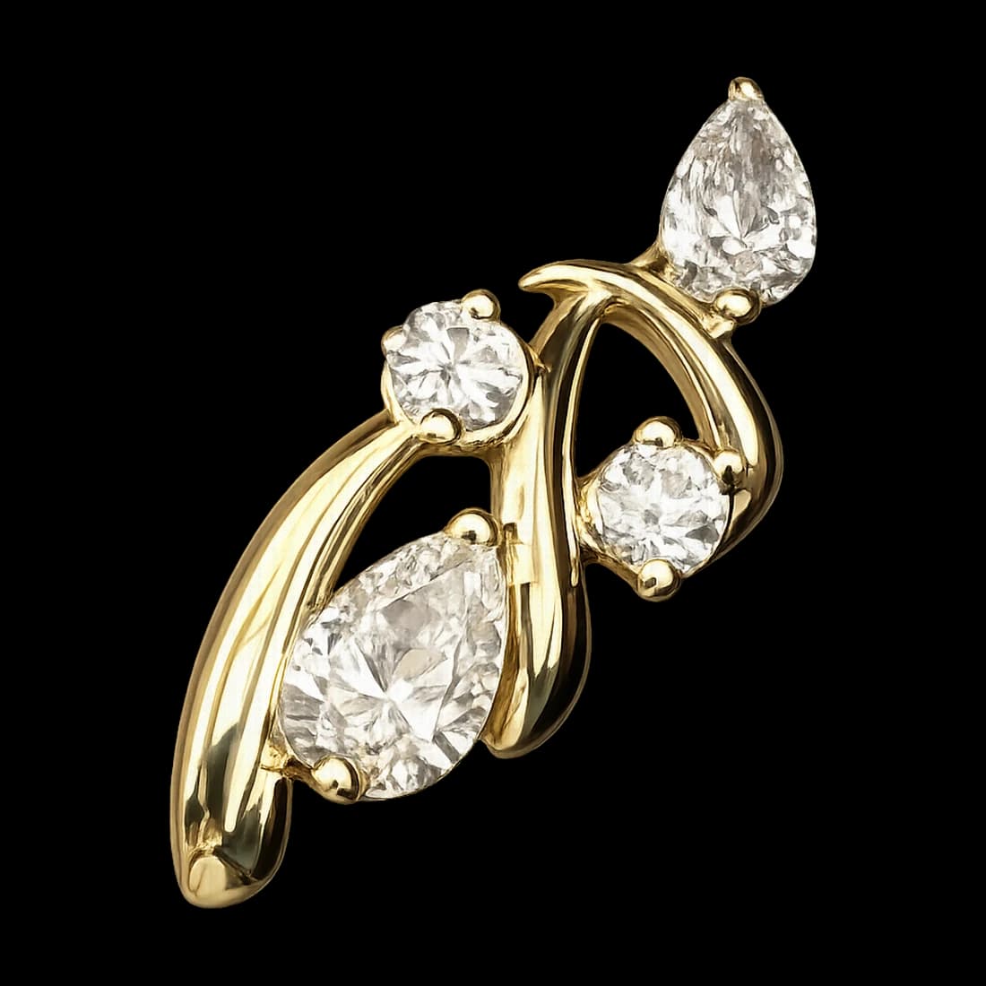 Pear and Brilliant Vine Earring