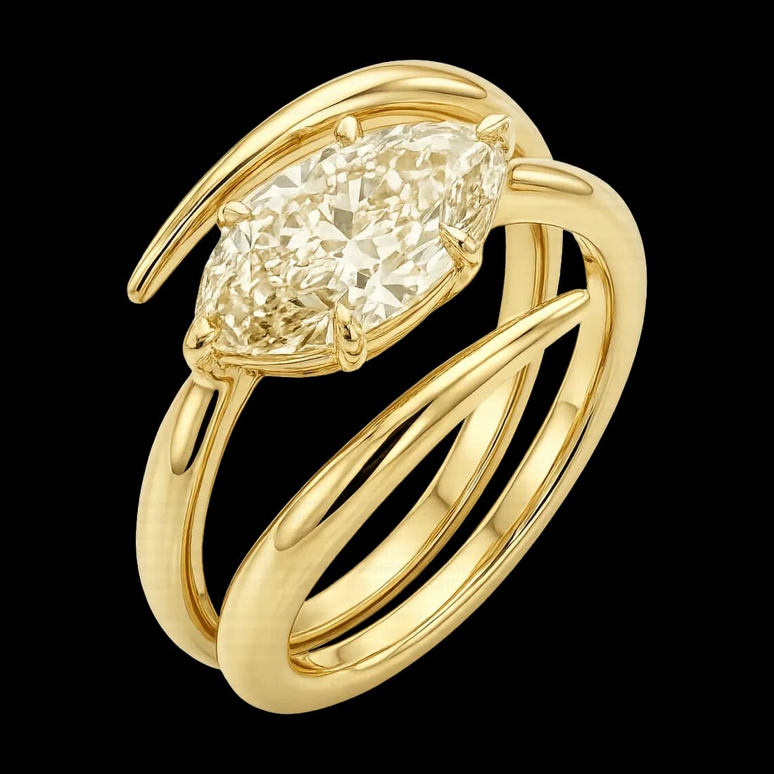 Spiral Marquise Ring